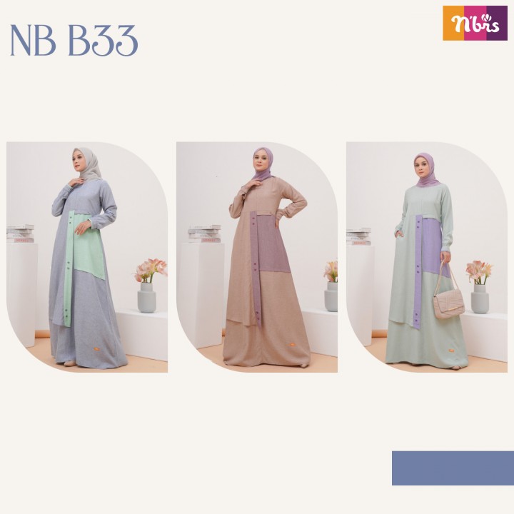 GAMIS DRESS WANITA MUSLIM NIBRAS TERBARU 2021 NB B33 NIBRAS NB B33 GAMIS WANITA MUSLIMAH POLOS SYARI