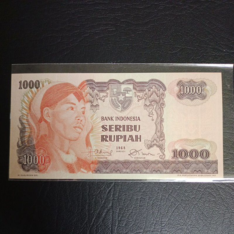 uang kuno soedirman 1000 rupiah tahun 1968 unc