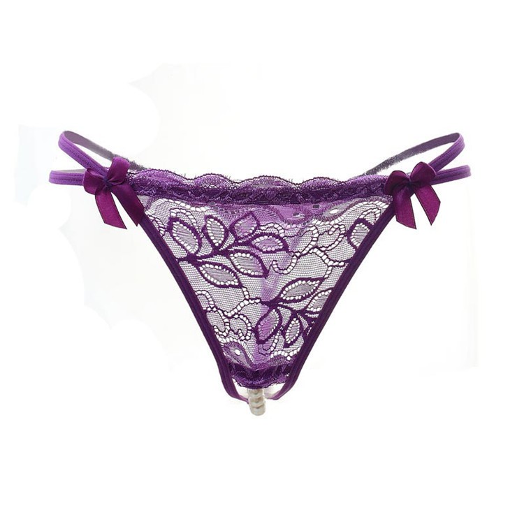 G String Sexy mutiara open crotch thongs Lace bahan celana dalam C120