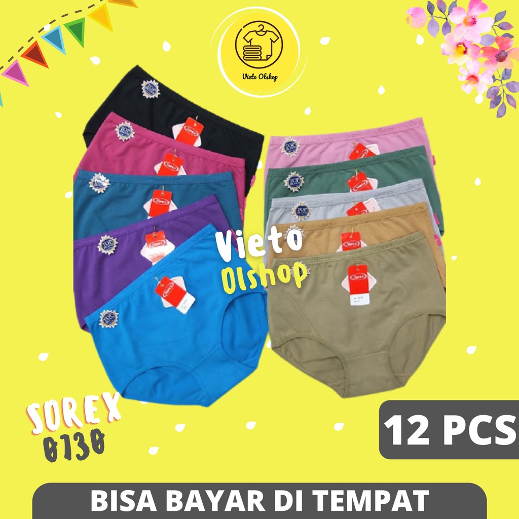Celana Dalam Wanita Sorex 0730 Isi 12 Pcs Super Soft Lusinan Pakaian Dalem Sorek Dewasa Underwear Da