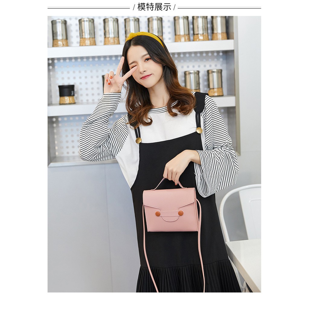 PU Leather Tas Wanita tas selempang Sling Bag Retro Pastel Color