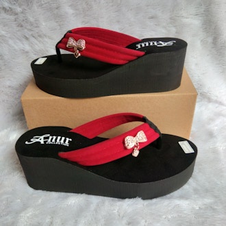 ANUR-wedges balok pariasi anting sandal wanita tinggi 6 cm