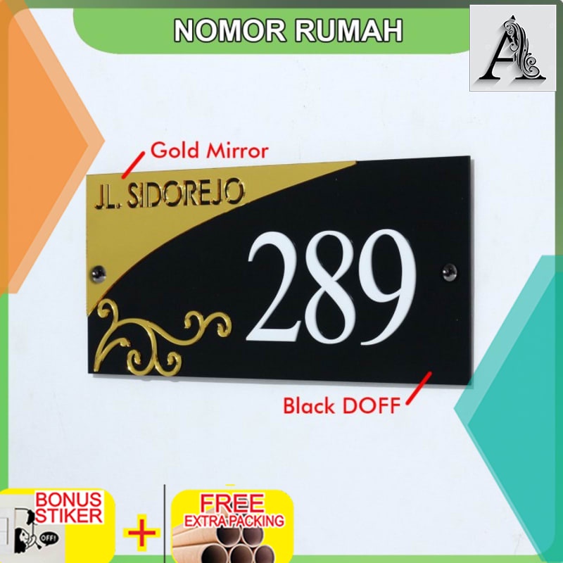 

Murah Nomor Rumah Akrilik GOLD Mirror Design 02