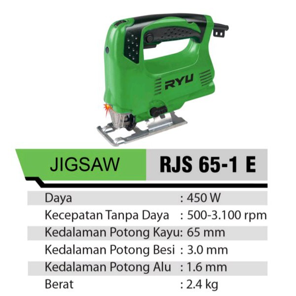 JIG SAW Mesin Jigsaw Mesin Gergaji kayu JigSaw LISTRIK RYU JIG SAW RJS 65-1E Gergaji Triplek Potong Kayu Listrik Jig Saw RYU DAN TREX Gergaji mesin potong