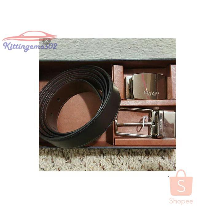 IKAT PINGGANG PRIA GESPER SABUK KTG2I1876 COACH ORIGINAL COACH BELT SET BLACK BROWN