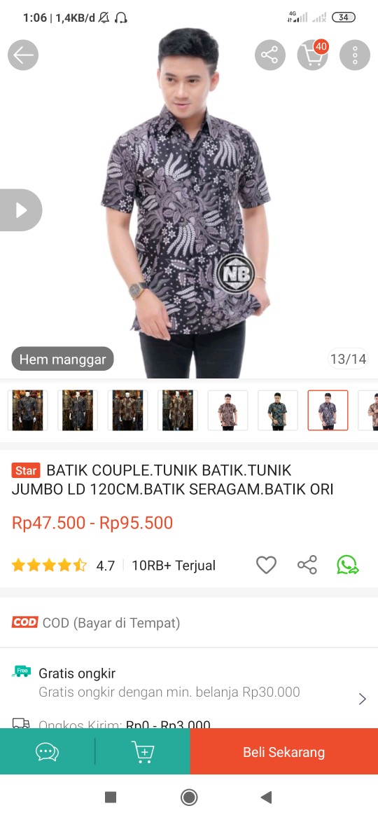 Batik Couple.tunik Batik.tunik Jumbo Ld 120cm.batik Seragam.batik Ori Hq.fashion Pria Wanita.