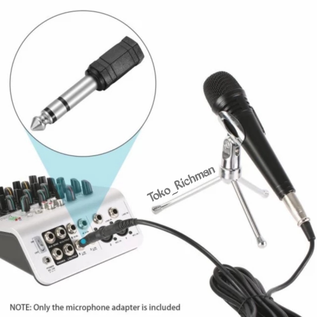 Sambungan Microphone 3.5mm ke 6.5mm konektor Converter Microphone