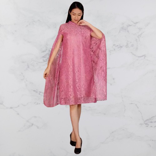 Baju Dress Brukat Pesta Wanita Dewasa Remaja Modern Kekinian Terbaru 2021 Bahan Brokat LD 92 Fit M .