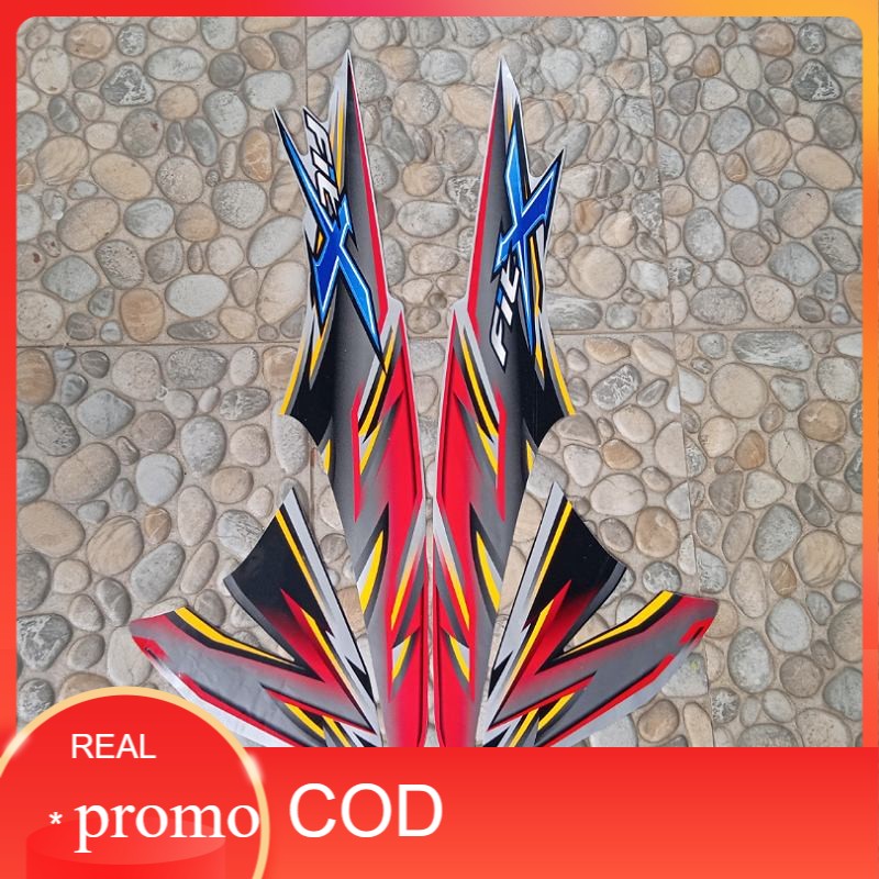 stiker striping motor honda supra FIT X 2007-2008 silver-merah