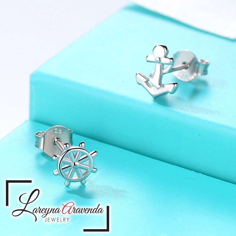 Anting Korea Wanita Silver S925 Model Jangkar Kemudi Bajak Laut AT053