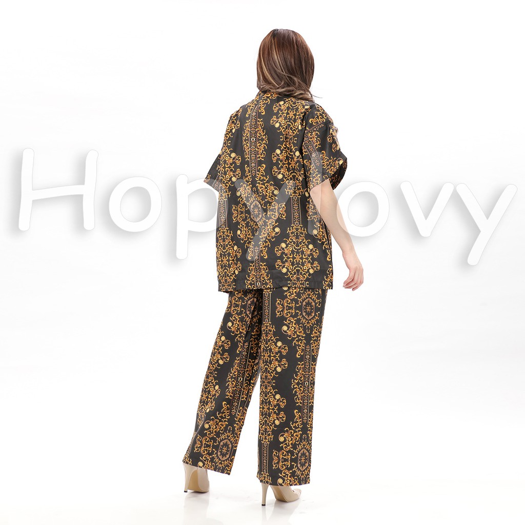 HOPYLOVY - Outer Setelan Wanita Motif Batik Bahan Katun Jepang Nilam