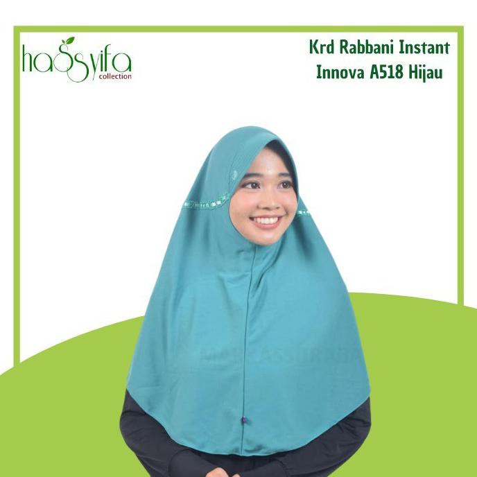 Dijual Kerudung Instant Rabbani Innova A518 Hijau Murah Manaf478.Olshop