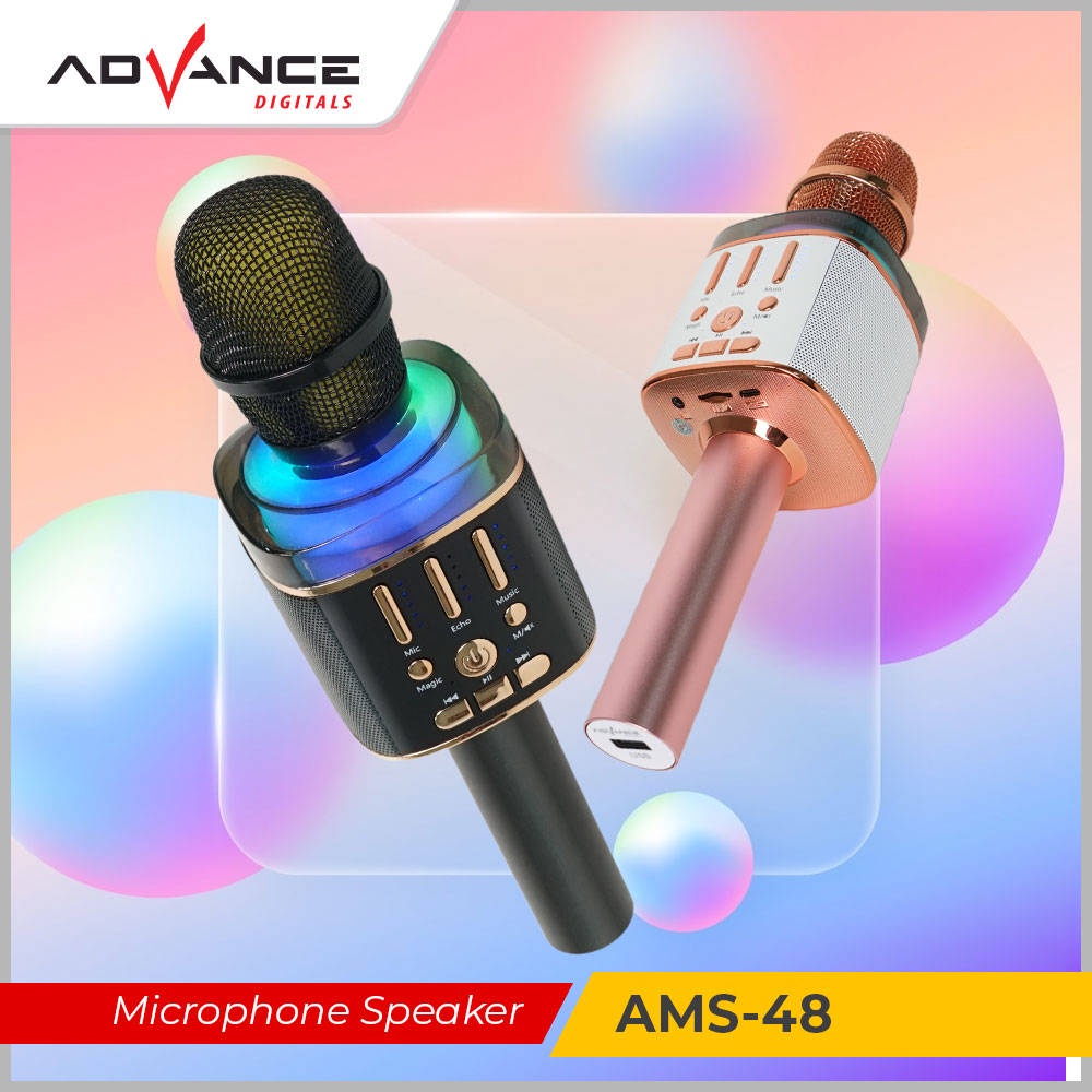 【READY STOCK】 Advance ams 48 mic Wireless bluetooth karaoke support USB Player 1200mAh Frequency 150Hz~18kHz suitable for hobbies or tour guides