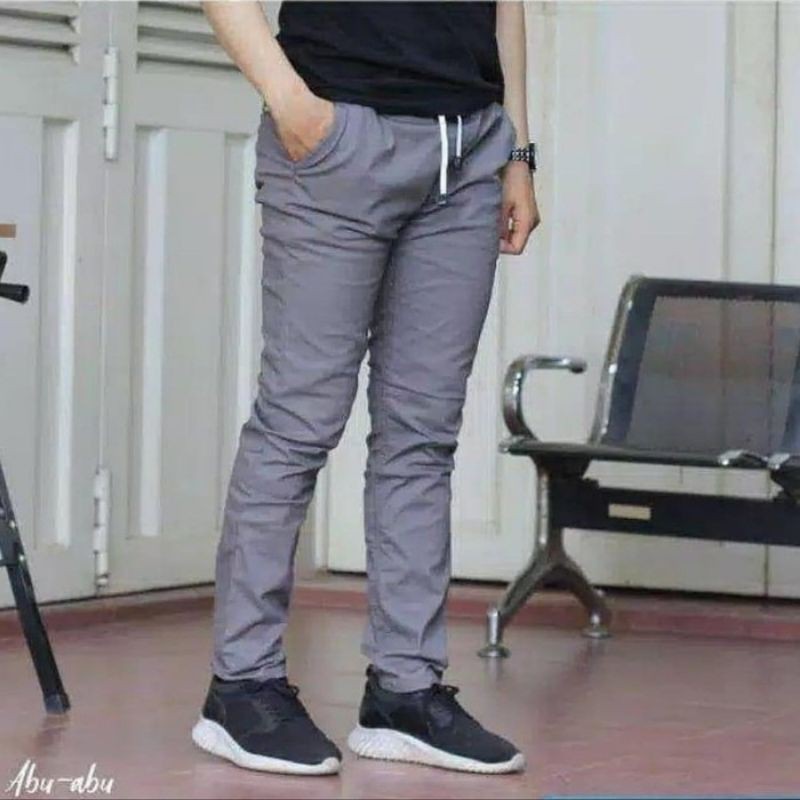 CELANA Pria SLIMFIT Panjang chino KERJA HARIAN HITAM MOCCA ABU GREY KREAM CREAM Sz 27