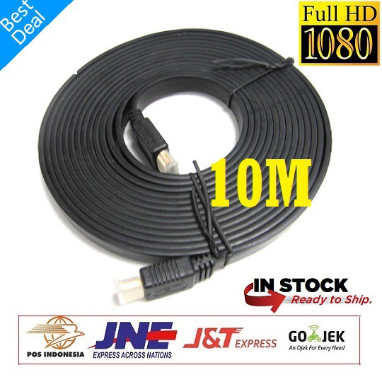 KABEL HDMI 10M FLAT - HDMI 10 M - HDMI 10 METER ( Male-Male )