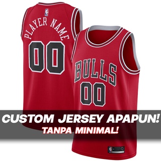 (CUSTOM SATUAN) Jersey Swingman Bola Basket NBA Baju Kaos T-Shirt Tshirt Atasan Costum Kostum Tanpa Minimal Nama Nomor Chicago Bulls