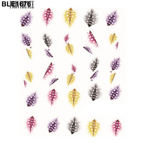 [Bayar Di Tempat] 1 Lembar Mode Feather Bentuk 3D Nail Art Air Decal Sticker Nail Tips Dekorasi