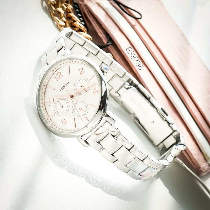 Jam Tangan Wanita Merk Fossil Original Type ES-3667/3665/3738/3664 Stainless Baterai