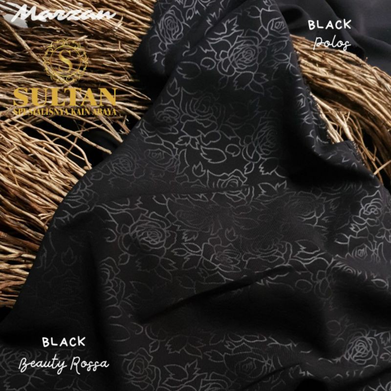 50CM EMBOS BEAUTY ROSSA MAZEN HITAM KAIN SULTAN (BAHAN JET BLACK/ NORMAL BLACK) (MEREK LAMA: MARZAN)