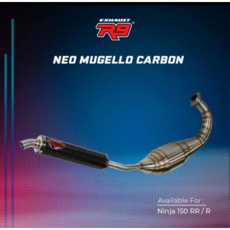 KNALPOT RACING R9 NEO MUGELLO CARBON KAWASAKI NINJA 150R/RR FULL SISTEM KOMPLIT ORIGINAL R9