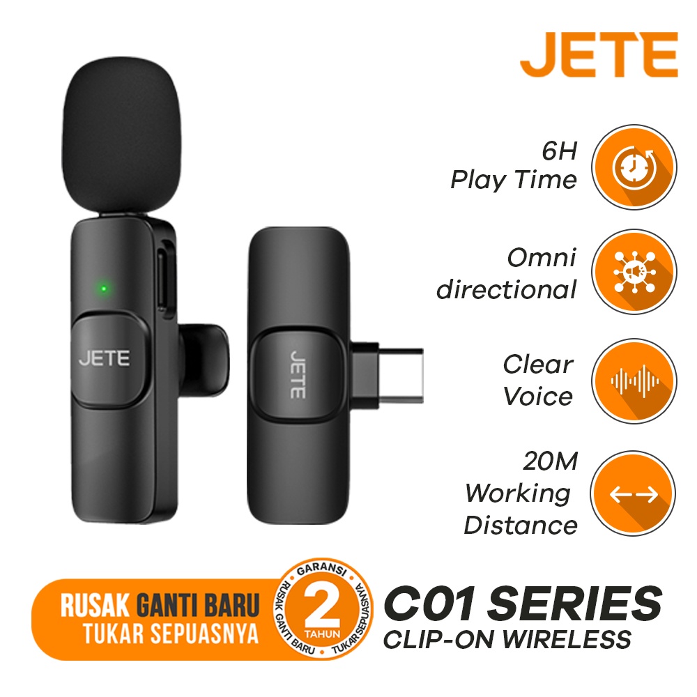 Microphone Clip On Wireless JETE CO1 - Garansi 2 Tahun