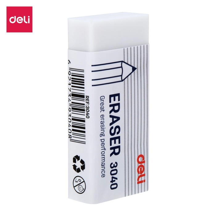 

TERBARU DELI E3040 ERASER/PENGHAPUS-ECOPVC ERASER 60Ã24Ã12MM SOFT 2B WHITE