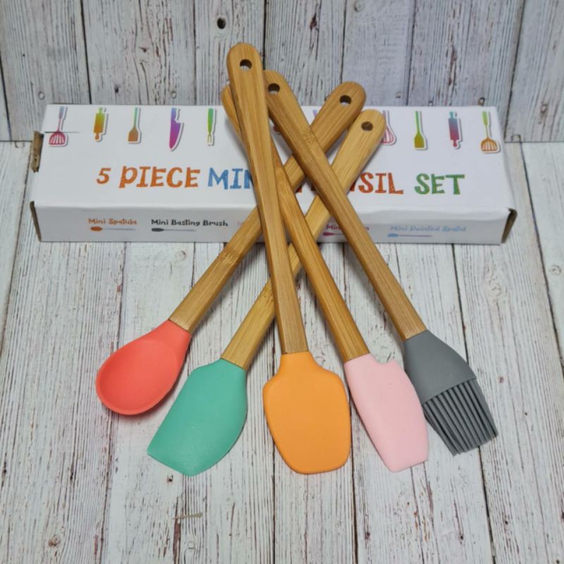 Colorful mini silicone utensil spatula set 5s