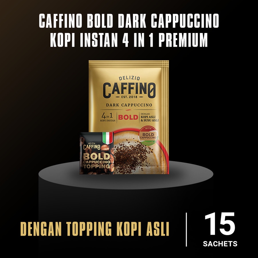 

Caffino Kopi Latte Bold Dark Cappuccino Renteng [25 gr x 15 Sachets]