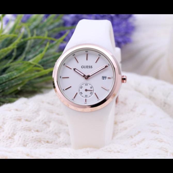 jam tangan GUESS WANITA NEW MODEL AC RUBBER - Putih