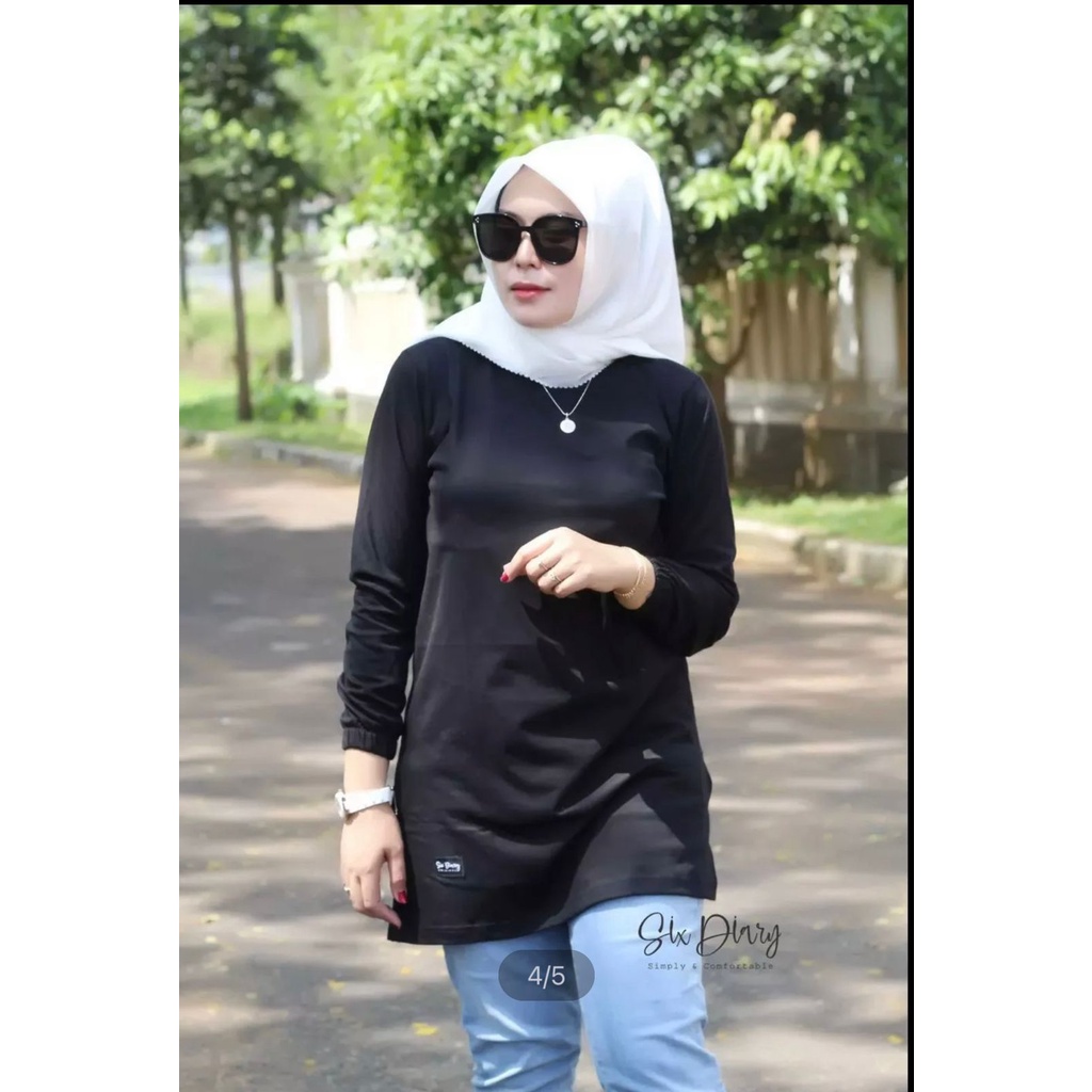 Tunik Baju Wanita Fashion wanita Kaos Wanita Atasan Wanita Kaos Lengan Panjang Wanita TUNIK POLOS PU