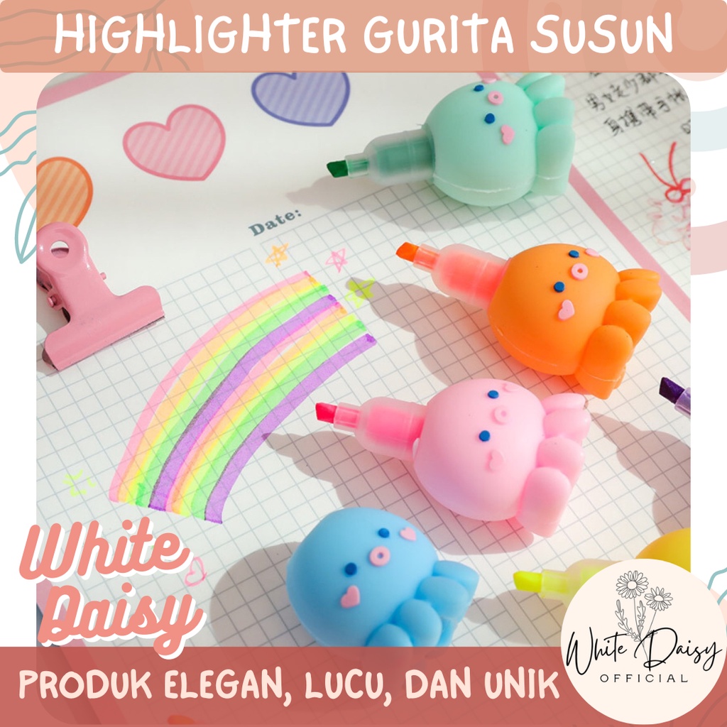 

Highlighter Gurita Susun 1 Set Premium Pastel Textliner Octopus Unik