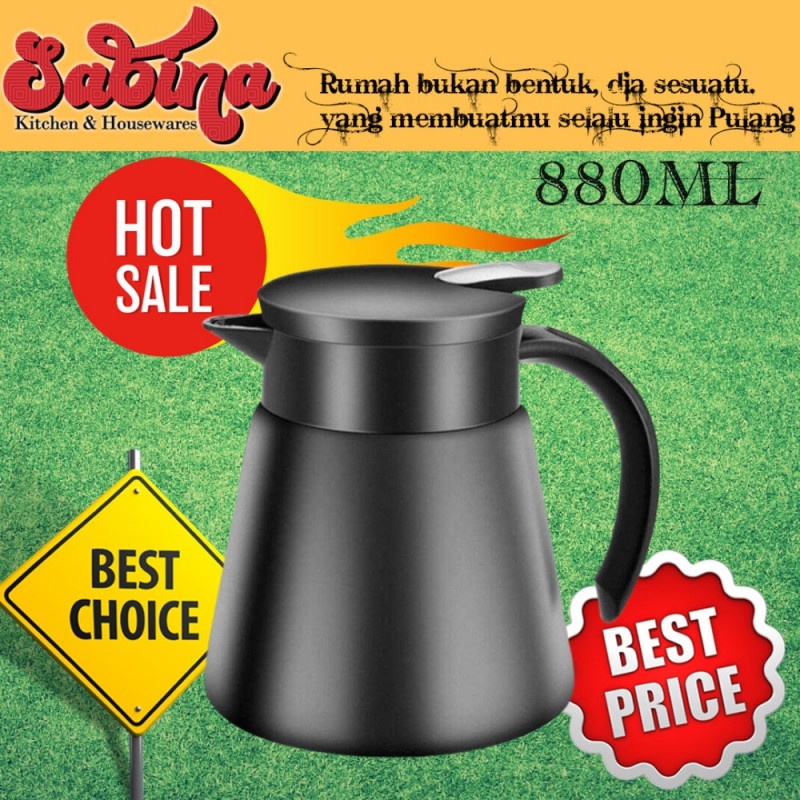 Pitcher Minuman Teko Air Panas Dingin Thermos Double Wall Vacuum 880ml