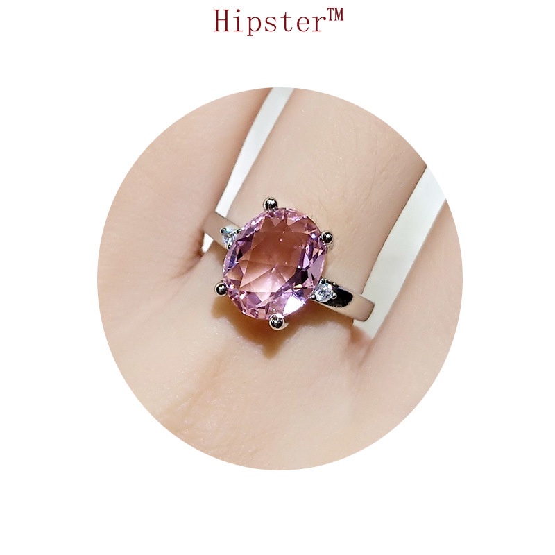 New Hot Sale Simple Fashion Elegant Inlaid Pink Crystal Ring