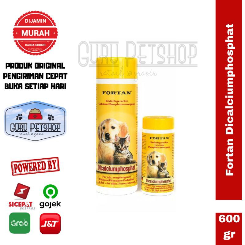 Fortan Dicalciumphosphat 600gr/ Vitamin Tulang Calcium Kucing Anjing