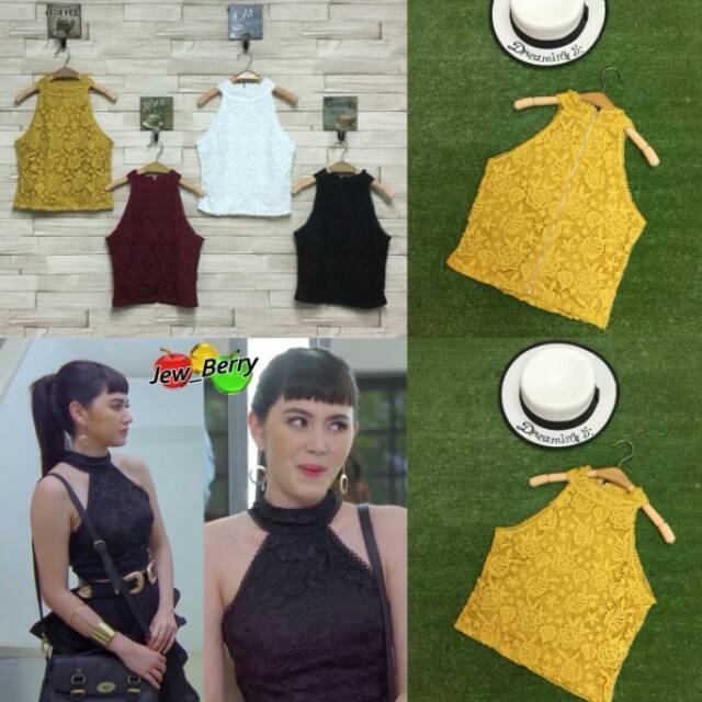 SC-1107 Meredith Top Import BKK | Atasan Wanita Atasan Crop Top Import BKK Atasan Brokat Baju Crop I