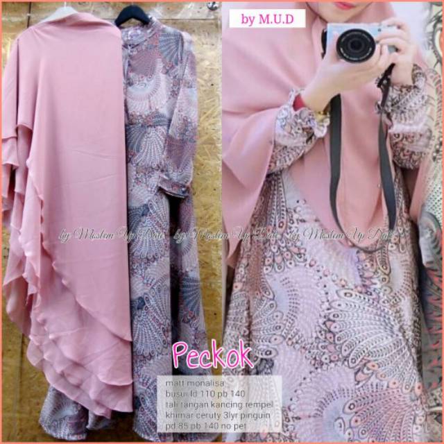 Gamis syari motif plus jilbab