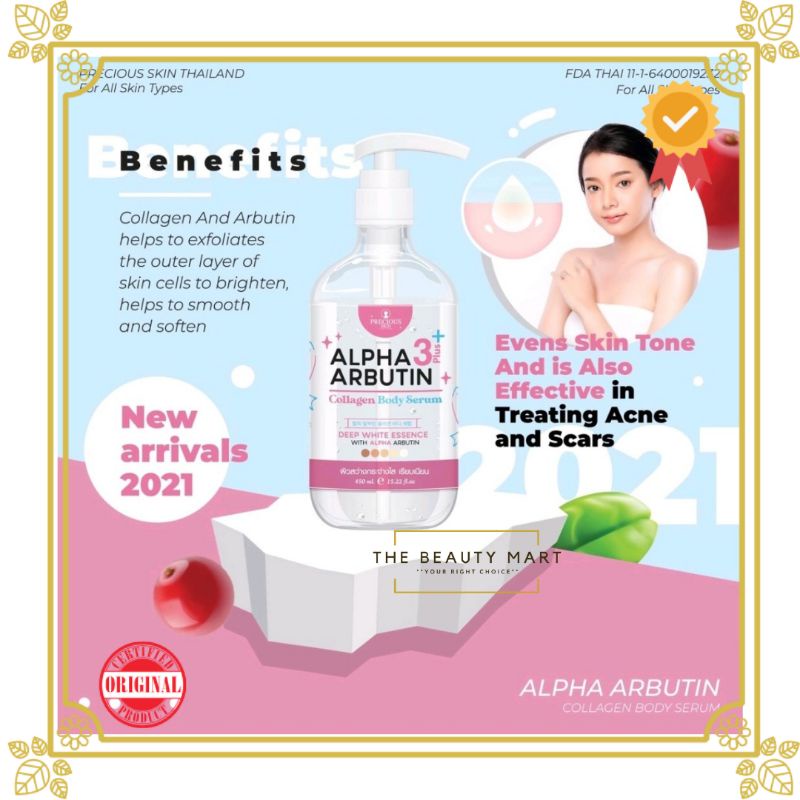 [BPOM] Precious Skin Alpha Arbutin 3Plus 10x Whitening Booster Collagen Body Serum | Serum Badan 500ml