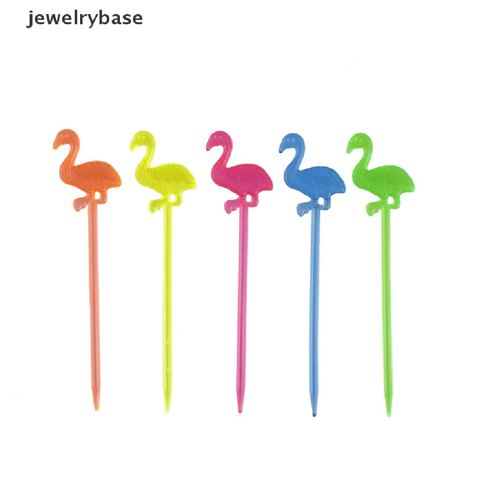 50 Pcs Garpu Buah / Kue Motif Flamingo Untuk Dekorasi Pesta