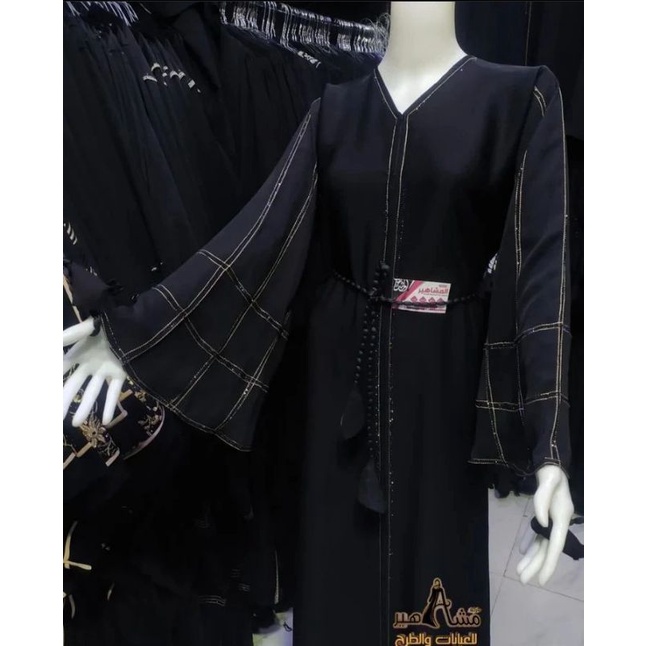 ABAYA TARIM HADRAMAUT YAMAN ORIGINAL TERMURAH FREE PASHMINA DAN BELT POLOS MEWAH ELEGAN CANTIK TERBA