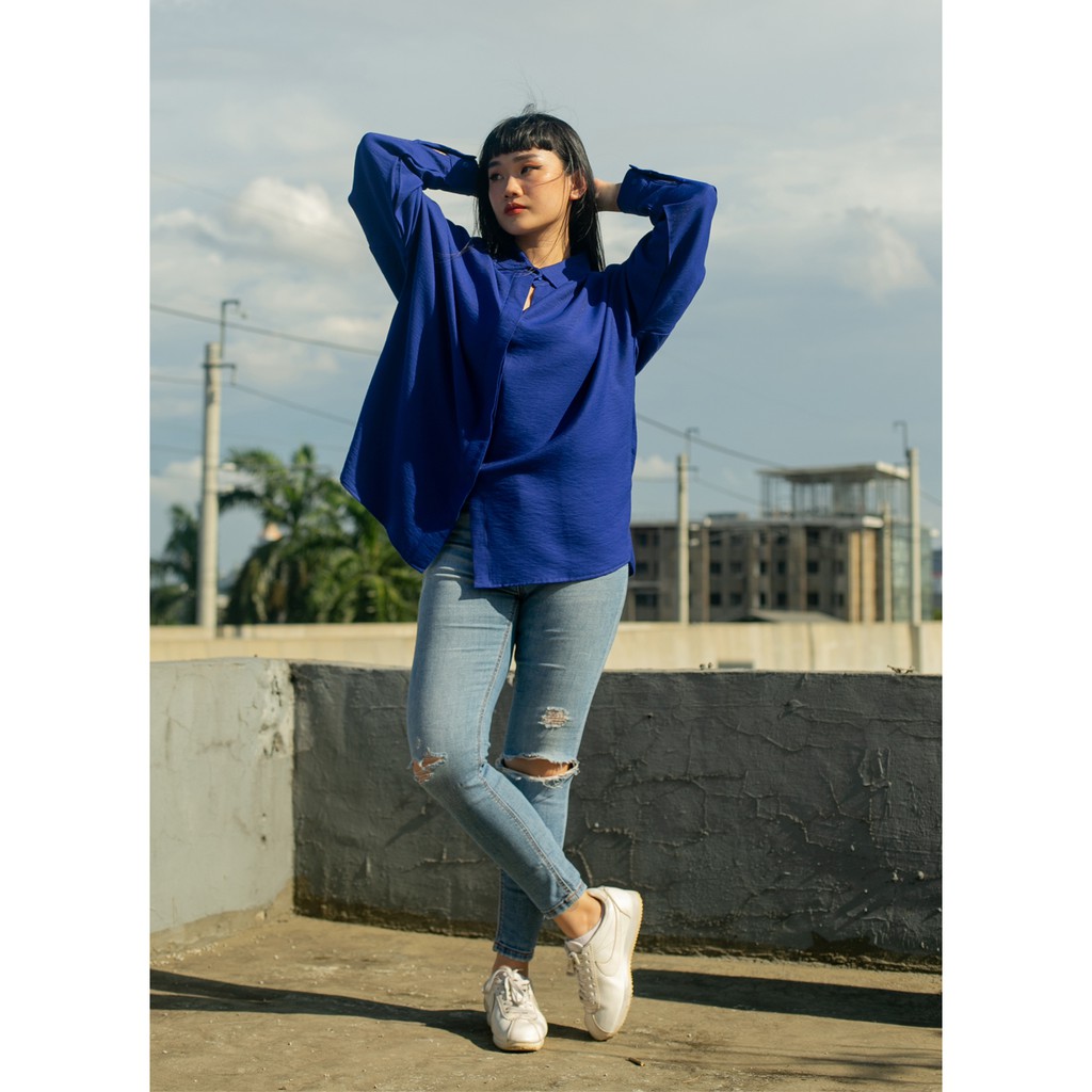 Ixora Bal Oversized Shirt - Kemeja Wanita Oversized Blouse Berkancing