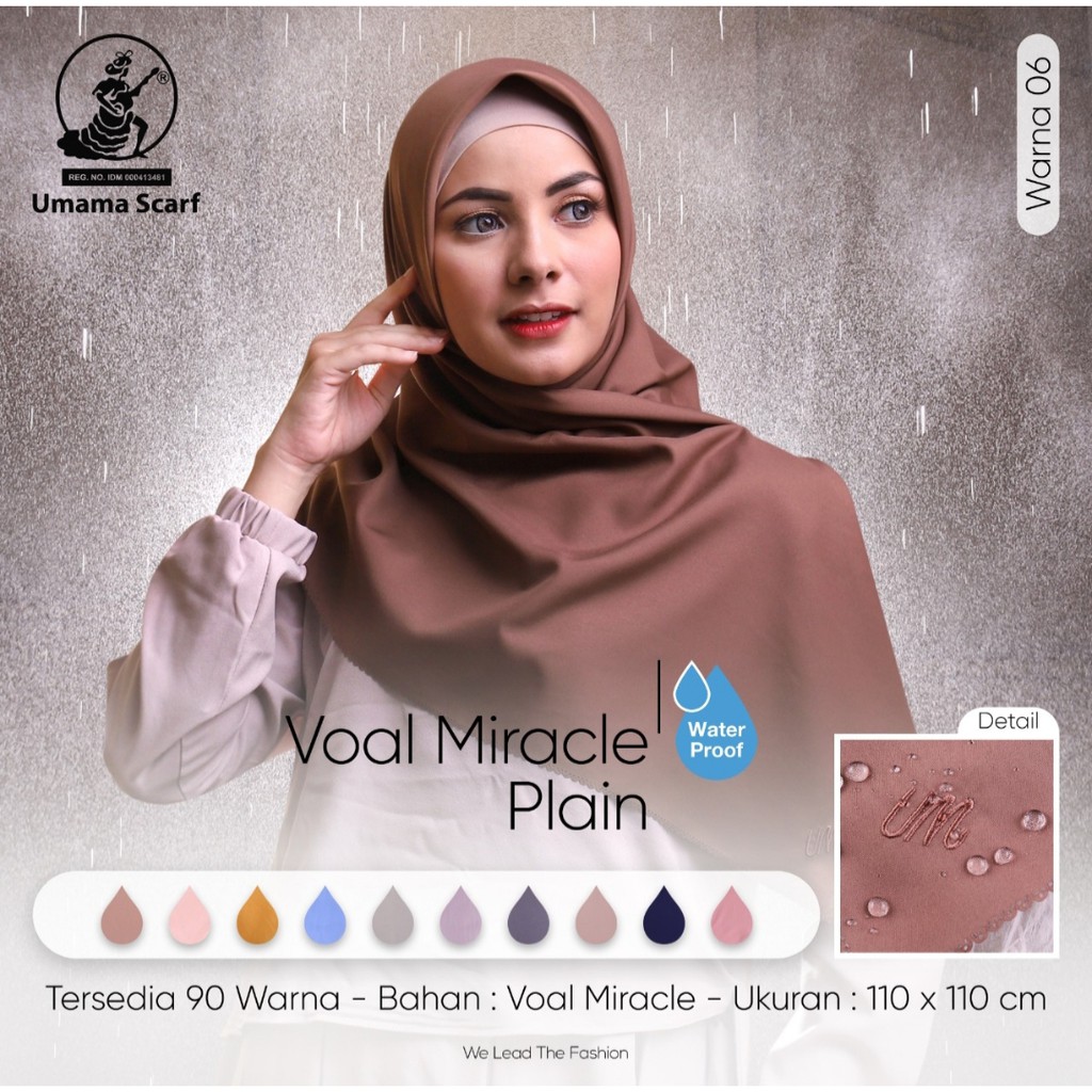 Hijab umama voal miracle plain new waterproof/ free ciput banana