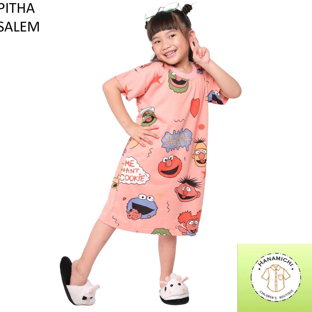 Hanamichi Pitha Dress Anak Lengan Pendek Full Print