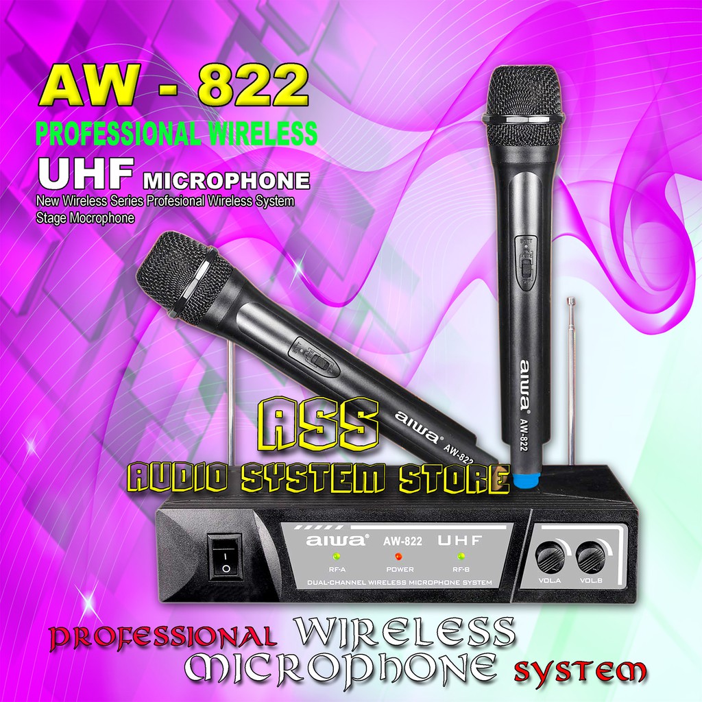 Mic Wireless AIWA AW - 822 / Microphone Wireless AIWA AW 822 / Mic AW-822 / Microphone AW822