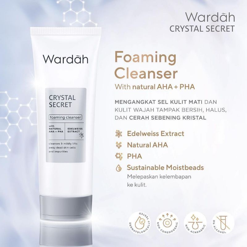 Wardah Crystal Secret Foaming Cleanser with natural AHA PHA (100ml)