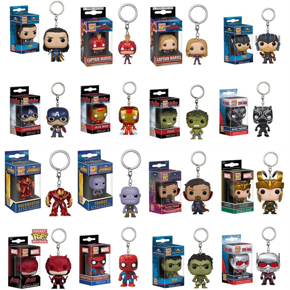 『Bebas Ongkir 』 Funko Pop Pocket Pop Keychain Marvel Avengers Captain America Iron-Man Spider-man