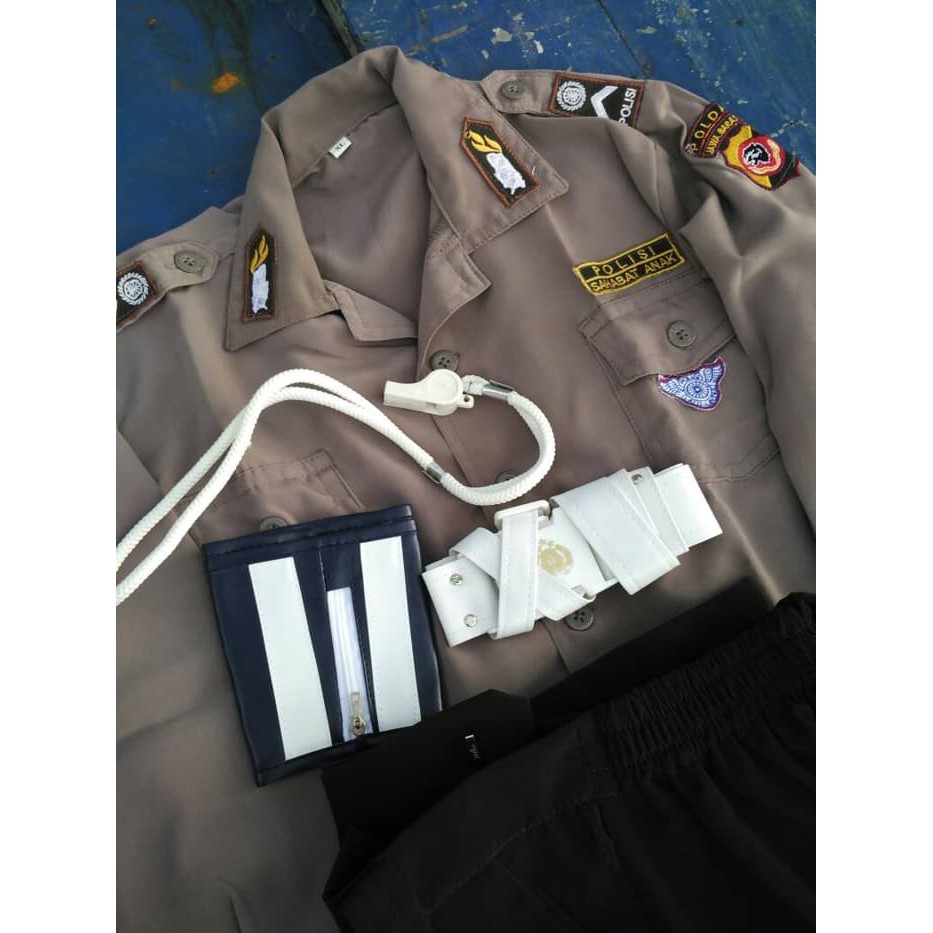 Baju polisi anak setelan komplit / seragam polisi anak