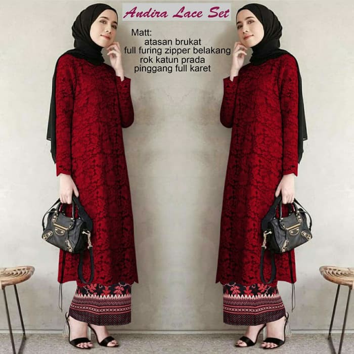 Atasan Kebaya Brukat Tunik Maroon dan Warna Lain nya