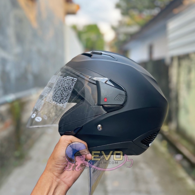 ZEUS ZS611 SOLID MATT BLACK ORIGINAL - HELM ZEUS HALFFACE ZEUS611 BLACKDOFF HITAM DOFF