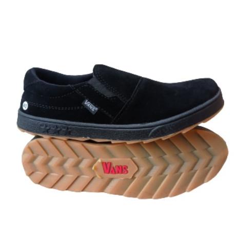 Sepatu Pria Casual Slip On Hitam Polos Slop Tanpa Tali Keren Buat Gaya