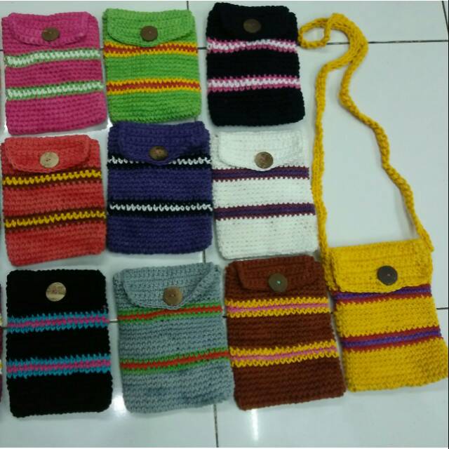 Tas benang slempang rajut grosir